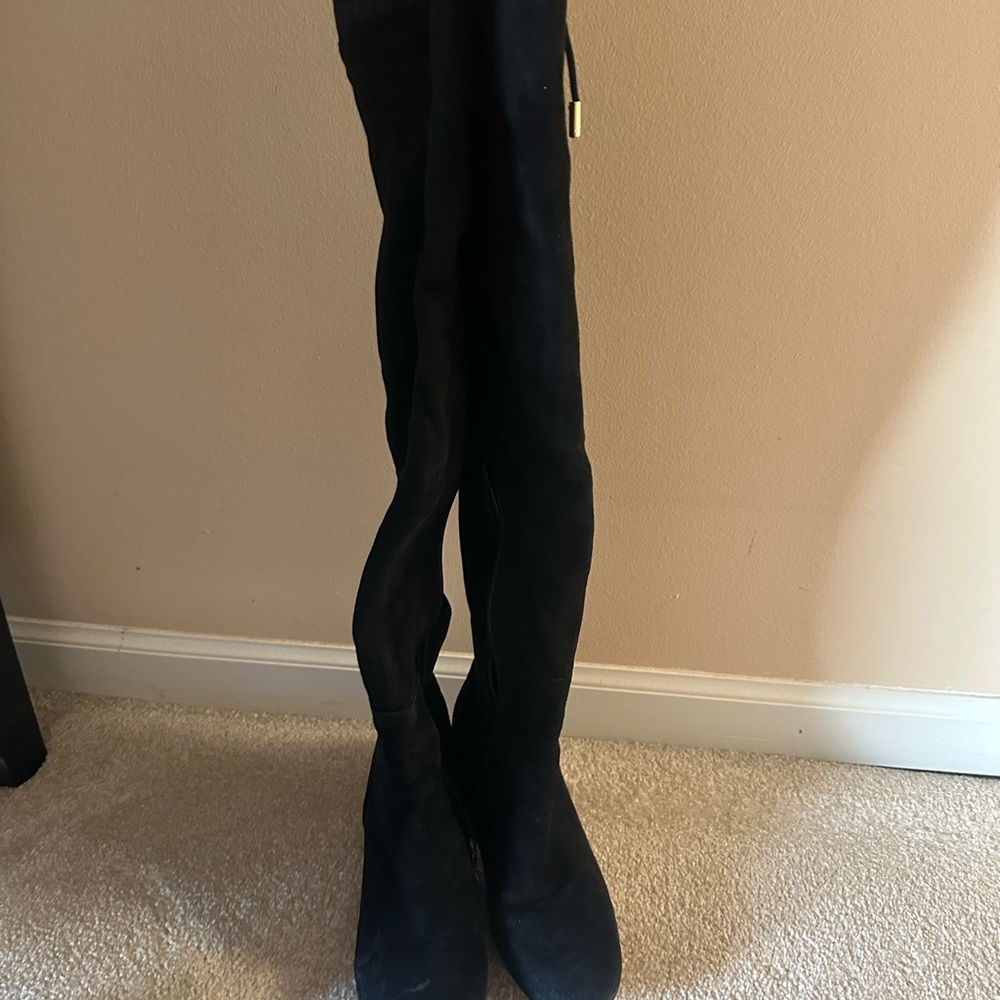 Brian Atwood Black Suede Over-the-Knee Boots